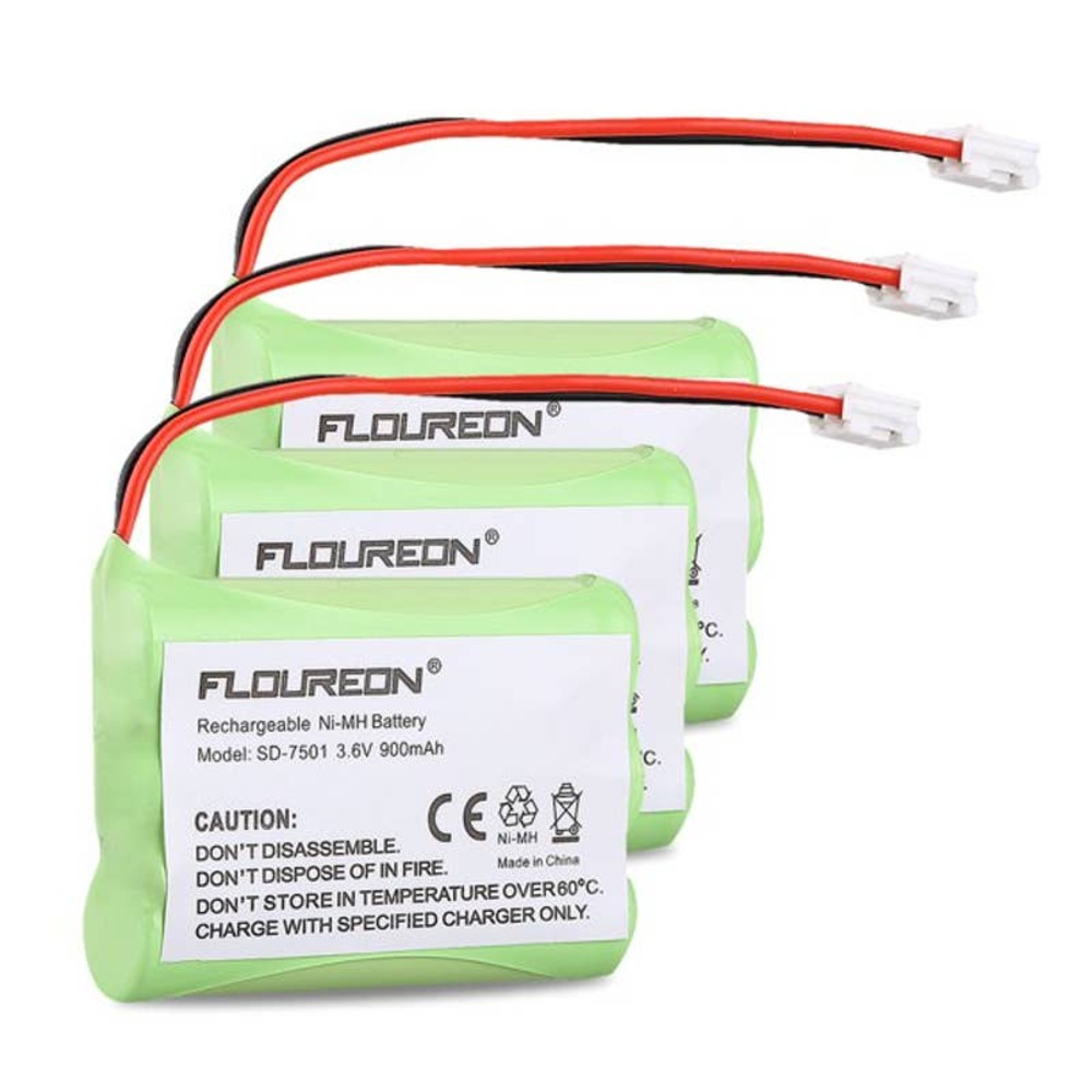 Floureon 3-Pack Motorola SD-7501 Battery 3.6V 900mAh Ni-MH
